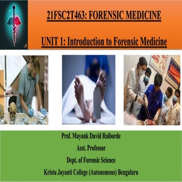 Forensic Medicine: Introduction to Forensic Medicine
