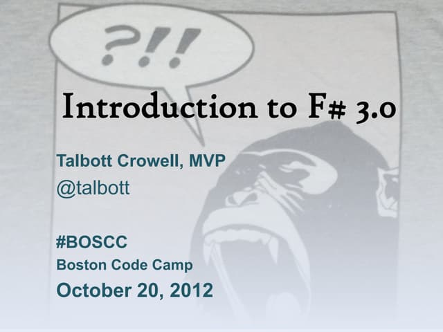 Introduction to F# 3.0