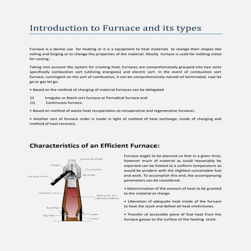 Introduction to furnace and its types