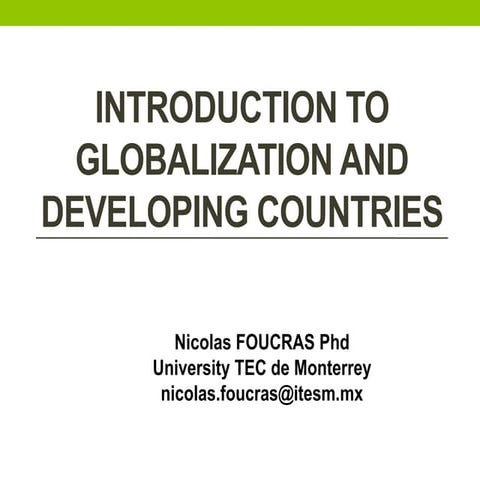 Introduction to globalization and developing countries