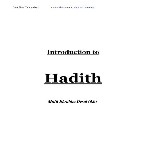 Introduction To Hadith