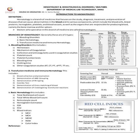 Hematology notes | PDF