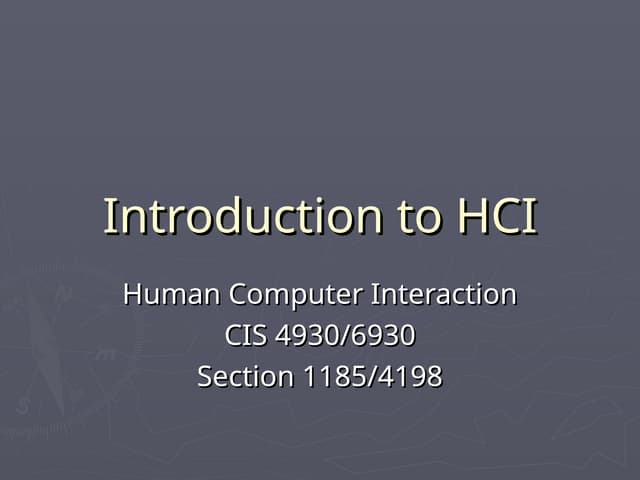 Introduction to Human Computer Interactions