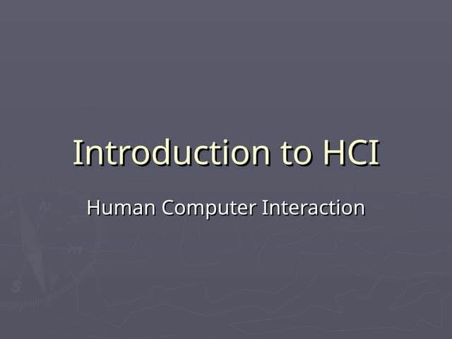 Introduction to Human computer interaction