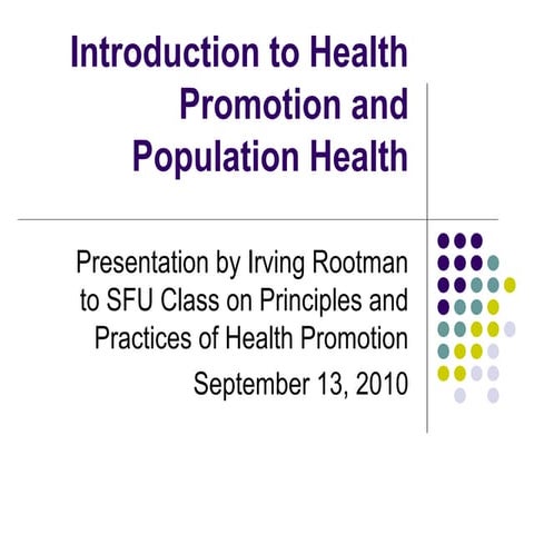 Introduction to health promotion and population health