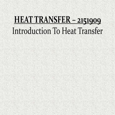 Introduction to heat transfer