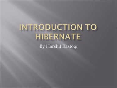 Introduction to hibernate