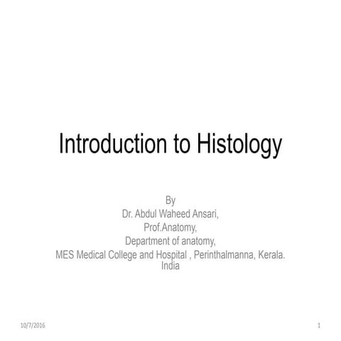 Introduction to histology