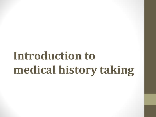 Introduction to History Taking