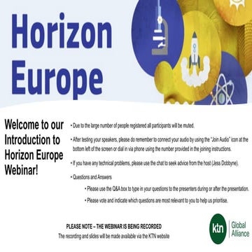 Introduction to Horizon Europe Webinar