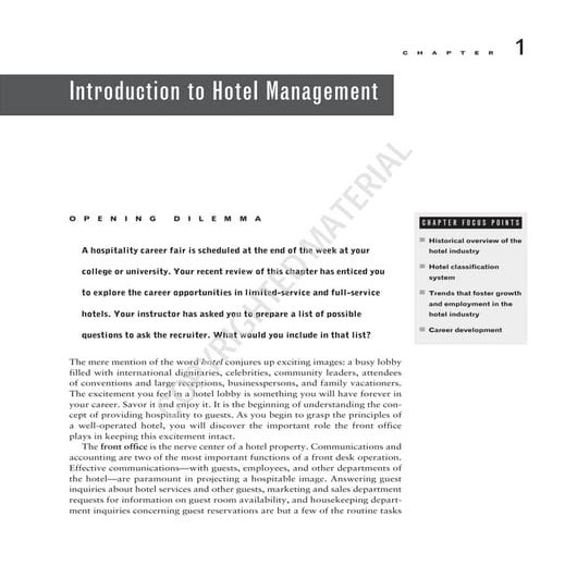 Introduction To Hotel Management