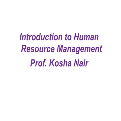 Introduction to hrm 