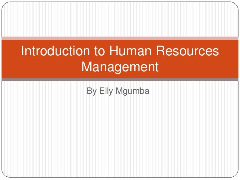 Introduction to Human Resources Management
