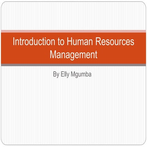 Introduction to Human Resources Management