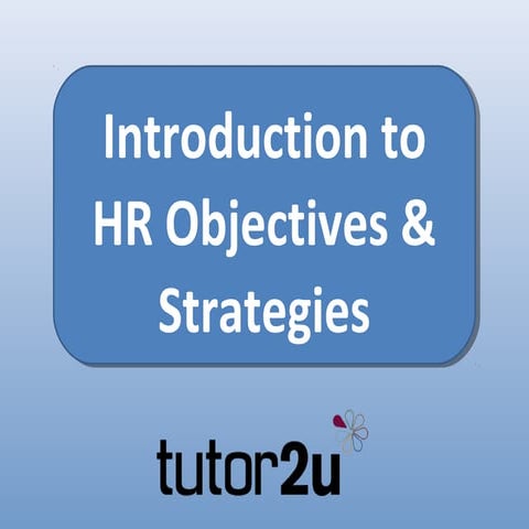 Introduction to HR Objectives & Strategies 