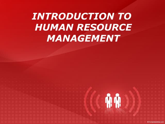 Introduction to human resource management