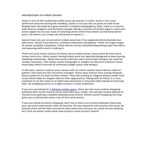 Introduction to Indian Sarees 