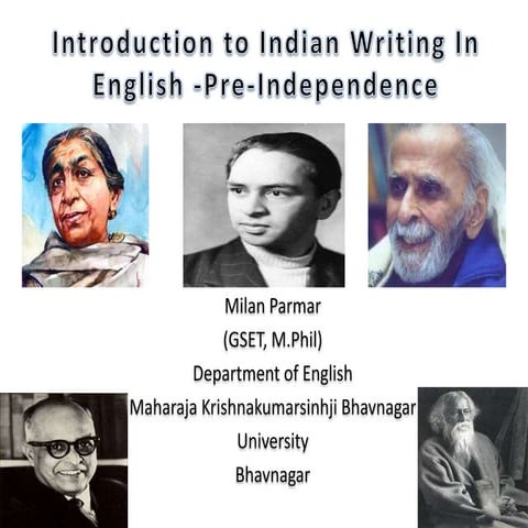Introduction to indian writing in english  pre-independence