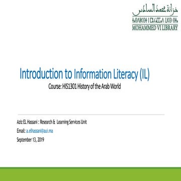 Introduction to information literacy (IL)