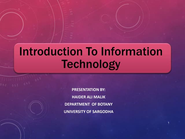 Introduction to information technology