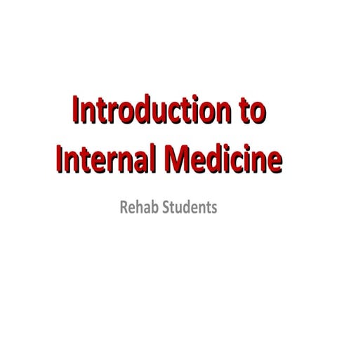 Introduction to internal medicine
