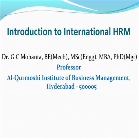 Introduction to international HRM