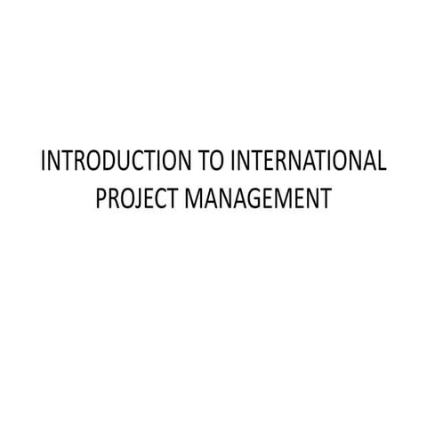 Introduction to international project management