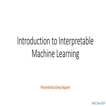 Introduction to Interpretable Machine Learning