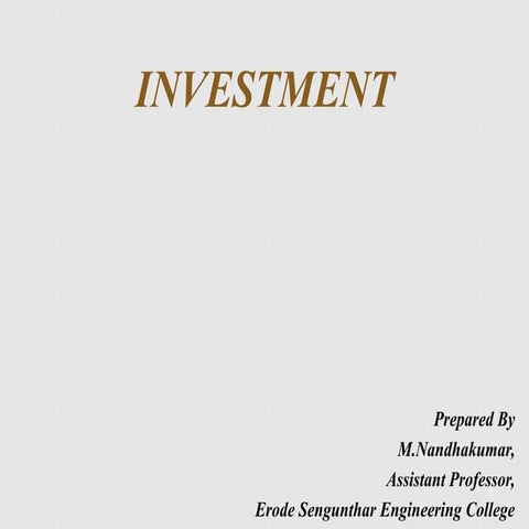 Introduction to investment