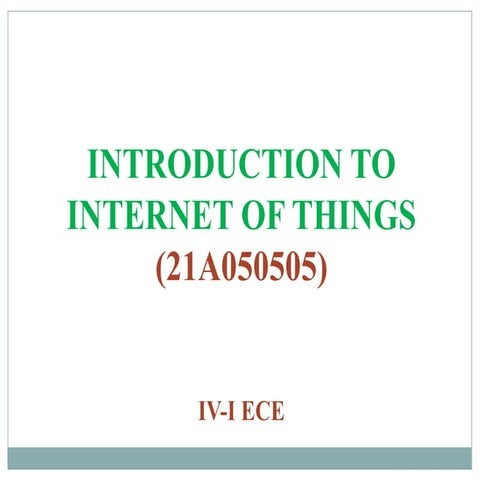 FUNDAMENTALS OF IoT Evolution of Internet of Things, Enabling Technologies, I...