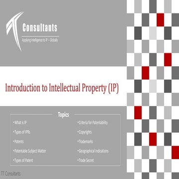 Introduction to Intellectual Property and Patents