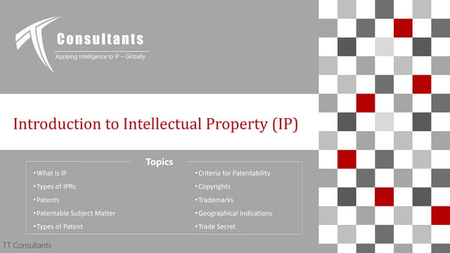Introduction to Intellectual Property and Patents