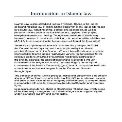 Introduction to islamic law