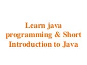 Introduction to java