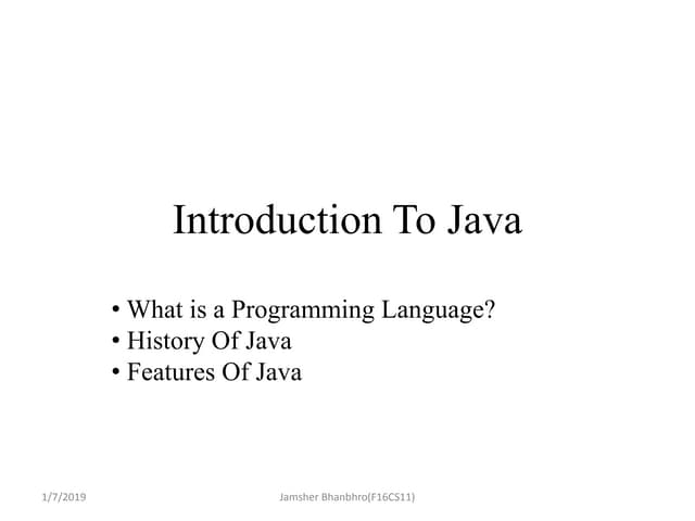 Introduction to java
