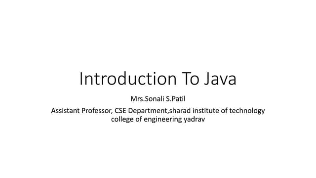 Introduction To Java history, application, features.pptx