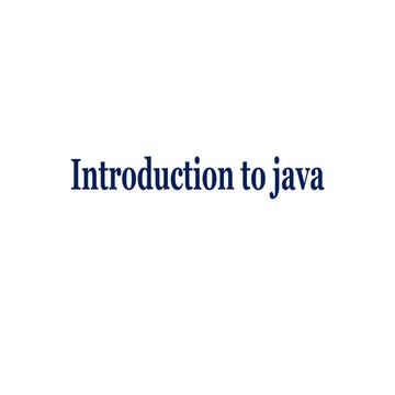 Introduction to java Programming Language | PPT