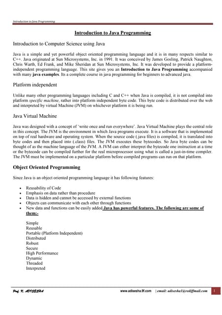 JAVA PROGRAMMING | PDF