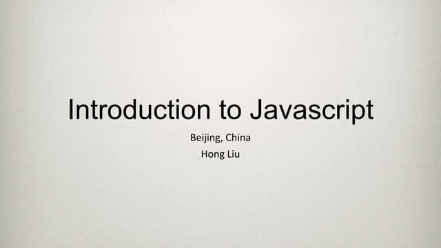 Introduction to Javascript | PPT