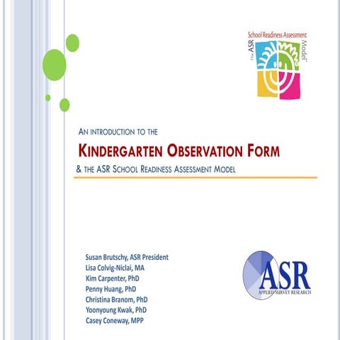 An Introduction to the Kindergarten Observation Form