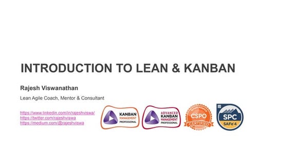 Introduction to Lean and Kanban