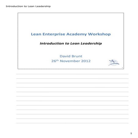 Introduction to Lean Leadership 