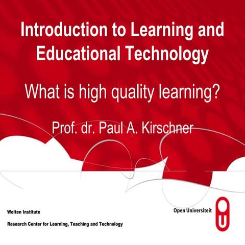 Introduction to learning and educational technology/ Paul Kirschner