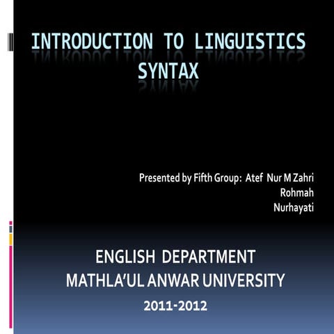Introduction to lingistics