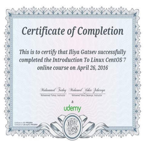 Iliya Gatsev - Introduction To Linux CentOS 7 ( Year 2016 ) | PDF