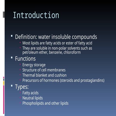 INTRODUCTION TO LIPIDS..ppt biochemistry