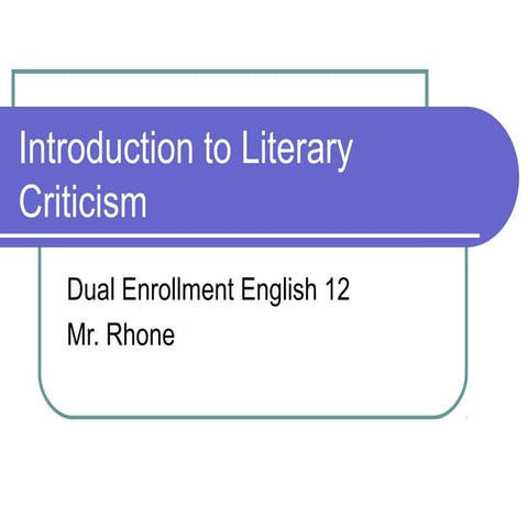 Introduction to literary criticism 2