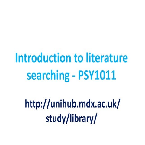 Introduction to literature searching first year psychology
