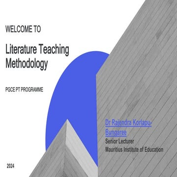 Introduction to Literature Teaching Methodology Module (PGCE PT) by Dr ...