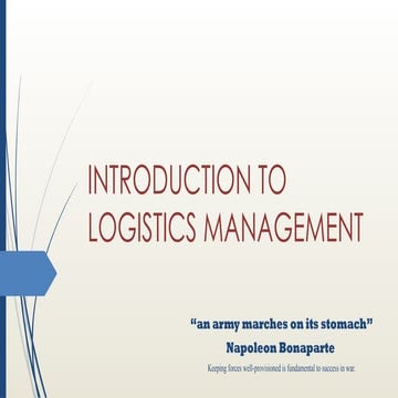 introduction to logistics , its role and scope